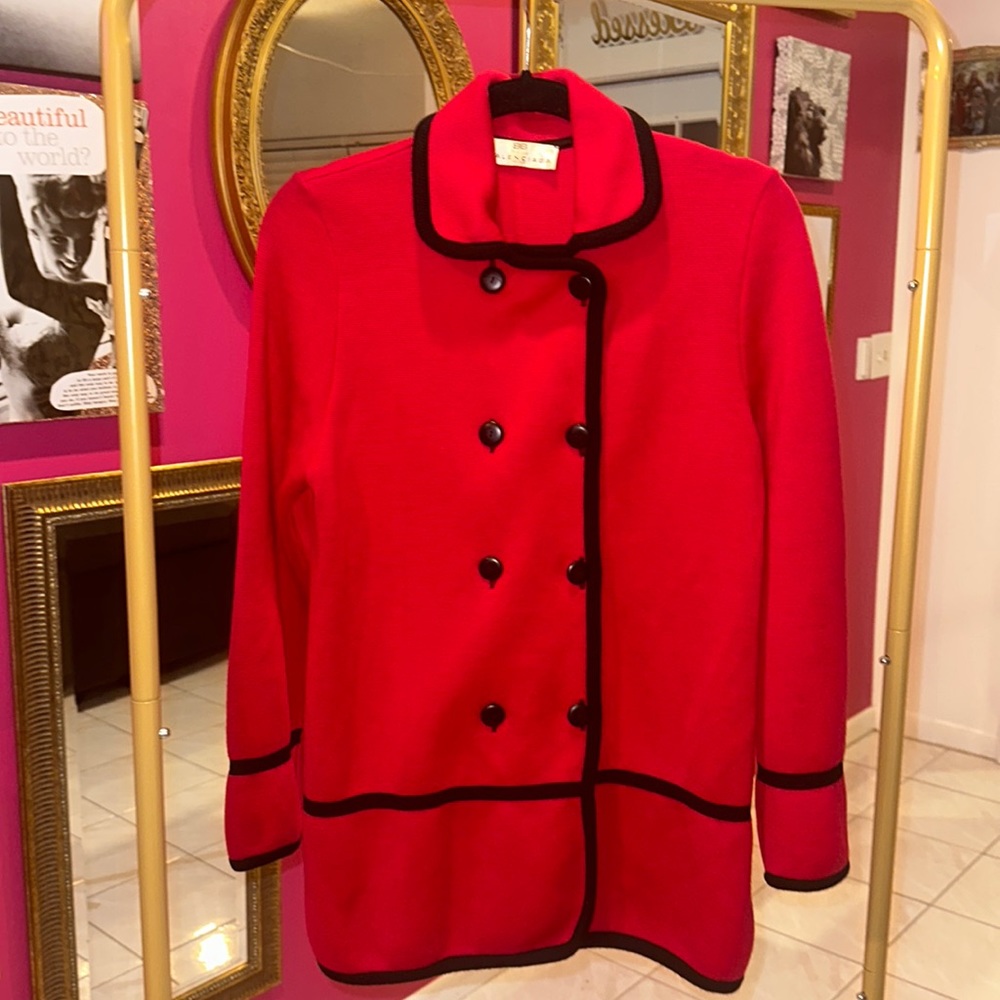 Vintage Balenciaga Red Wool Coat 40